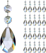 20pcs 50mm Teardrop Chandelier Crystals, Clear Replacement Parts Hanging Pendants Connected Glass Octagon Beads for Chandelier Decoration