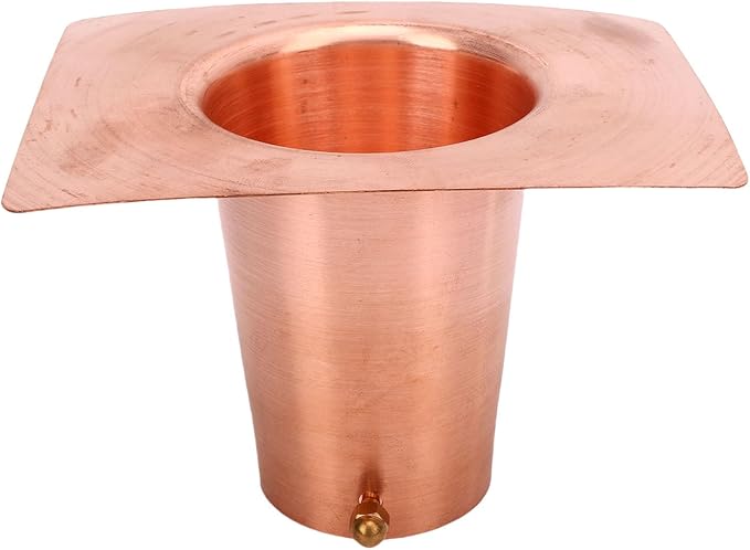 Luocute Rain Chains, 5.1 x 3.7in Pure Copper Gutter Adaptor with Brass Bolts for Rain Chain Installation, Drainage Gutter Pipe Adapter for Downspout Installation