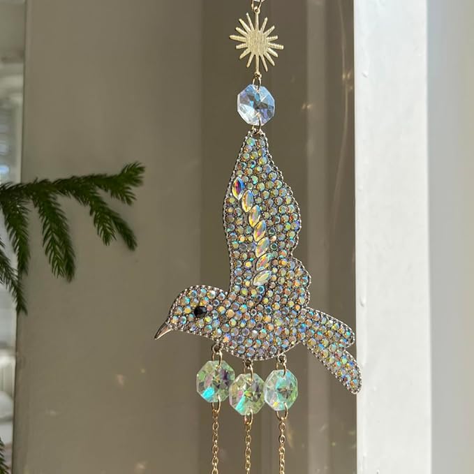 Rhinestones Hummingbirds Crystal Suncatcher Indoor Window Hanging Sparkling Bird Prism Sun Catchers