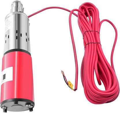 Deep Well Submersible Pump, DC 12V 180W Stainless Steel Water Pump, 6.6GPM Flow, 82ft Lift, for Industrial Home Farm Ranch Irrigation 4500RPM with 49ft Electric Cord