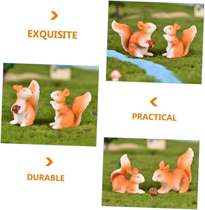 Yardwe 32 Pcs Little Squirrel Ornament Micro Ornaments Squirrel Shape Decor Miniature Squirrel Ornament Fairy Garden Adornment Squirrel Figures Mini Bunny Toys Kid Toys Statue Plant Resin