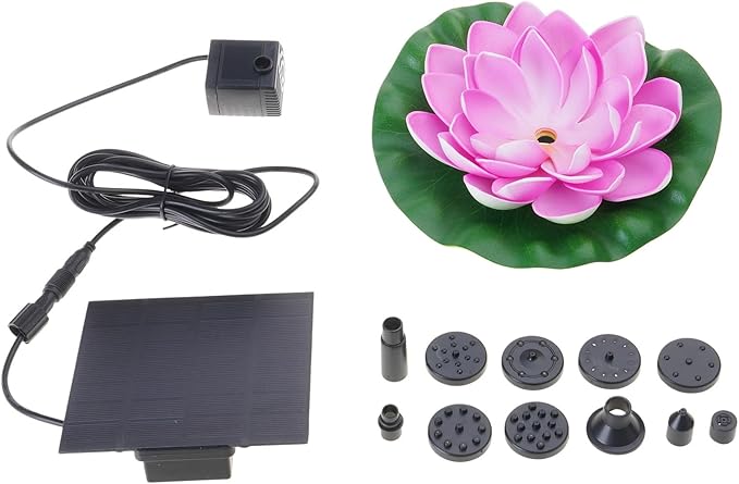 Solar Garden Fountain Water Lilies Designs Outdoor Bird Bath Accessories Suitable for Patios and Fish Pond Fish Pond Accessories