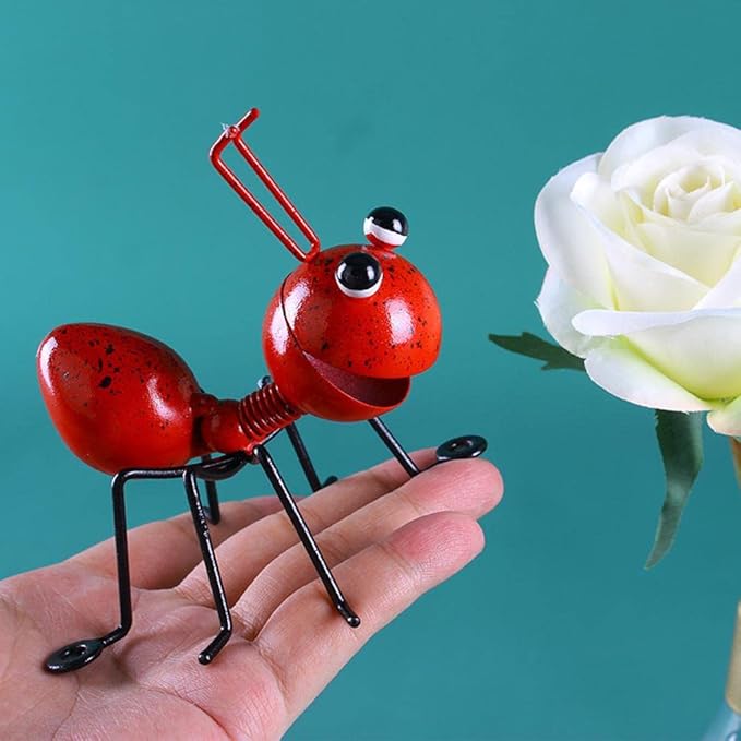 Garden Sculpture Metal Ants Hanging Wall Art Garden Lawn Yard Landscaping Decoration Home Gardening Gift Ornament (Red)