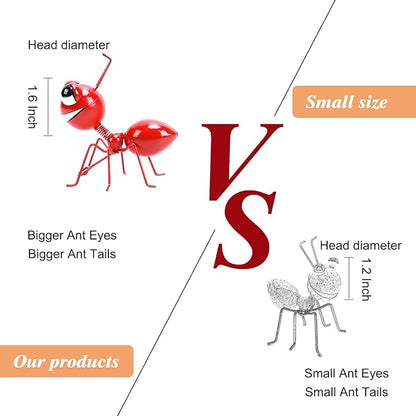 Cruis Cuka Metal Yard Art Garden Decorative Cute Ant Outdoor Wall Sculptures - Set of 4 Red