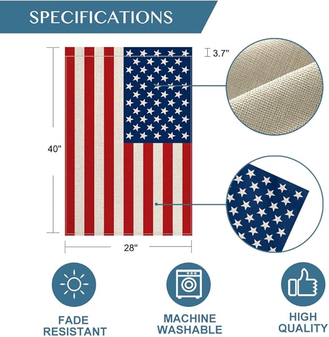 AVOIN colorlife 4th of July Patriotic Memorial Day House Flag 28x40 Inch Double Sided Outside, American Stars and Stripes Yard Outdoor Decoration