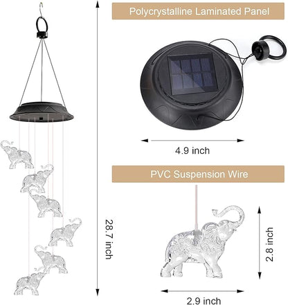 Mom Grandma Gifts for Mothers Day, Birthday Gardening Elephant Gifts for Women, Solar Lights Outdoor Decorative Solar Wind Chimes for Outside Garden Decor Yard Patio Porch