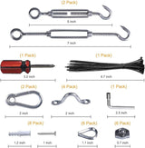 Brightown String Lights Hanging Kit for Outdoor, Includes 100Ft Stainless Steel(304) Suspension Rope Cable in Black Vinyl-Coated, Turnbuckle, Thimble, Hooks. Heavy Duty and Easy to Install