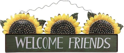 Welcome Sign Metal Hanging Sunflower Signs for Front Door Porch Wall - Rustic Decorative Door Hanger Indoor Outdoor Spring Decoration Wreath Decor (E)