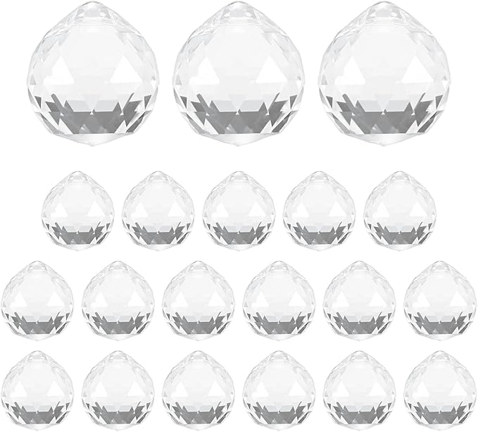 M METERXITY 20-Pack Crystal Ball Prisms, 24mm/0.94 Inch Chandelier Pendant Maker Hanging Crystals Chandelier Prisms for Home/Windows/Garden/DIY Decoration[Clear]