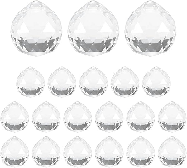 M METERXITY 20-Pack Crystal Ball Prisms, 24mm/0.94 Inch Chandelier Pendant Maker Hanging Crystals Chandelier Prisms for Home/Windows/Garden/DIY Decoration[Clear]