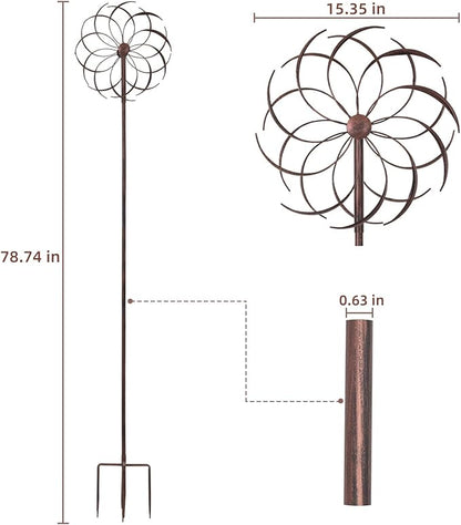 JAXPETY Metal Windmill, Outdoor Wind Spinner for Yard, Lawn and Garden, Bronze