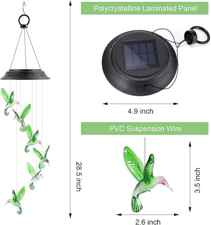 Mom Grandma Gifts for Mothers Day, Birthday Gardening Gifts for Women, Hummingbird Solar Lights Outdoor Decorative Solar Wind Chimes for Outside Garden Decor Yard Patio Porch