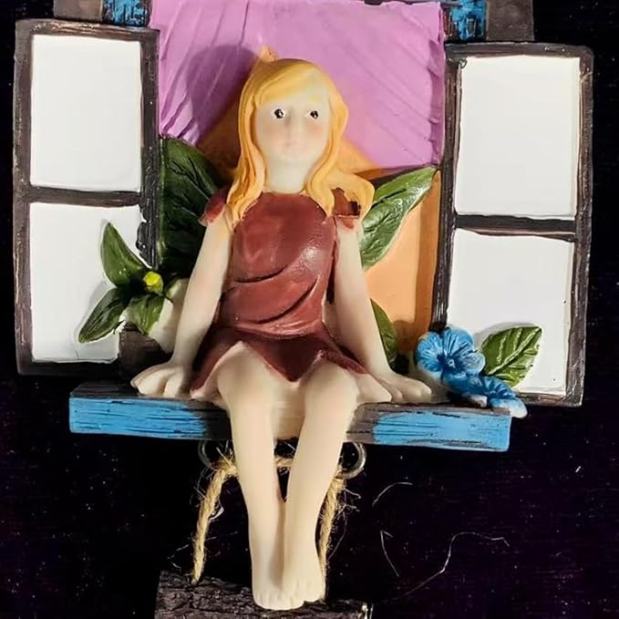 Fairy Angel Statue Garden Tree Decoration Resin Angel Figurine Wall Hanging Decor Outdoor Garden Decor for Lawn Yard Patio Windowsill Garden Gifts