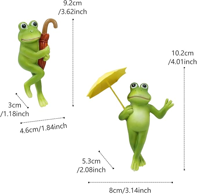 2 Pack Flower Pot Edge Hanging Frog Plant Pot Decorations Small Frog Figurine Holding Umbrella Resin Frogs Creative Ornaments for Home, Yard, Flower Pots