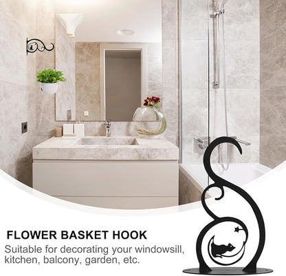 DOITOOL Wall Mount Plant Hanger Iron Hanging Plant Bracket Metal Flower Plant Hanger Wrought Iron Planter Hooks for Hanging Bird Feeders Lanterns Wind Chimes Hanging Basket Brackets