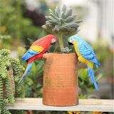 TAYASH Resin Parrot Flower Pot Hugger Decorations,Parrot Animal Sculpture Hanging Realistic Parrot Garden Ornament for Patio Yard Balcony Lawn Figurine Tree Decor (Blue)