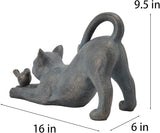Cat Garden Statues Outdoor Cat-Figurines - Home Garden Decor 16 x 6 x 9.5 inch Resin Cats & Bird Playing Sculpture Statue for Farmhouse Outside Backyard Lawn Gift for Kitten Lovers Newman House Studio