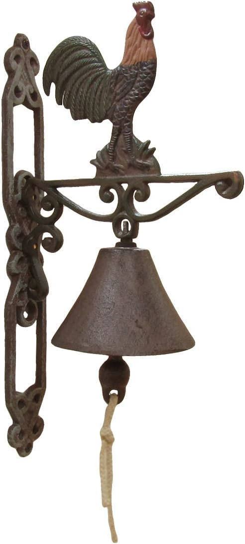 Treasure Gurus Metal Wall Mount Rooster Welcome Bell Rustic Farm/Yard/Garden/Patio Door Decor