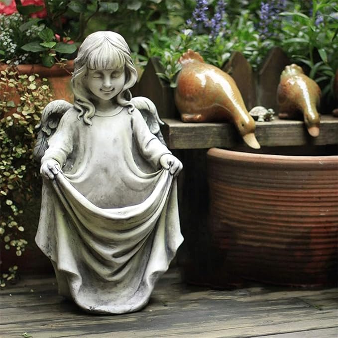 HongLianRiven Sculpture Tabletop Statue Angel Decoration Home Garden Decoration Accessories Courtyard Sculpture Outdoor Statue Gardening Gifts Crafts Figurines Potted Plants