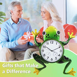 Large Outdoor Clock, Frog Outdoor Wall Clock with Thermometer & Humidity, Silent Non-Ticking Outside Clock for Patio, Living Room, Kitchen