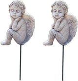 MUAMAX Decorative Angel Garden Stakes 2 Pack Miniature Angel Fairy Garden Angel Ornaments Small Angel Memorial Statue Fairy Garden Accessories