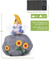 FREECUBE Gnome Garden Decor, Outdoor Solar Garden Statue with Light, Funny Gnome Outdoor Garden Decor for Outside Solar Gnomes Decorations for Yard, Patio, Balcony, Garden