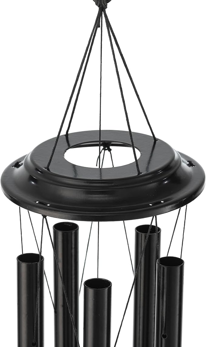Glitzhome 38" H Large Metal Wind Chime, Classic Black Wind Chimes with Wind-Catcher, Memorial Windchime for Patio, Garden, Outdoor Home Decor