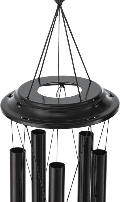 Glitzhome 38" H Large Metal Wind Chime, Classic Black Wind Chimes with Wind-Catcher, Memorial Windchime for Patio, Garden, Outdoor Home Decor
