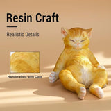 Orange Cat Garden Statue, Funny Resin Cat Figurine for Outdoor Indoor Decor, Cute Relaxing Cat Sculpture for Patio Yard Lawn Porch Shelf, Cat Lover Gift, Weather Resistant, 9.8" L x 5.9" W x 6.7" H