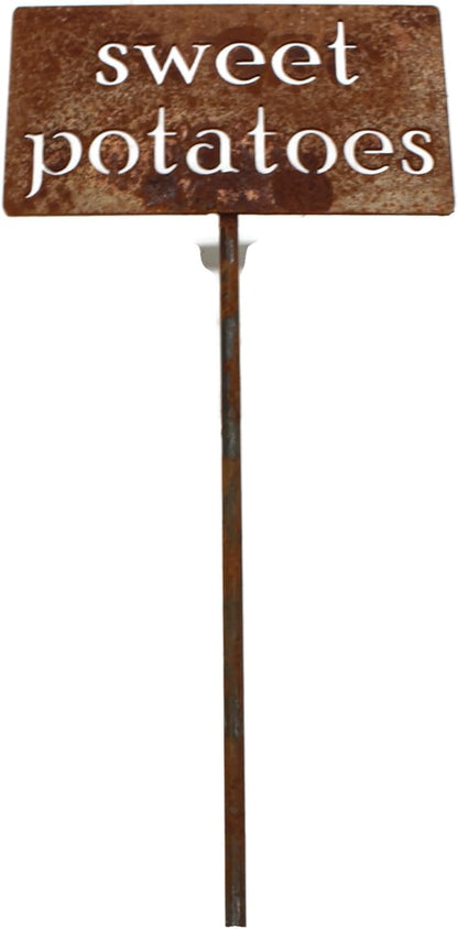 Classic Metal Garden Markers 19 Inches Tall (sweet potatoes, Naturally Rusted)