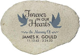 GiftsForYouNow Forever in Our Hearts with Doves Personalized Memorial Garden Stone, Flat UV Resin Stone, Measures 6" W x 4.5" H, Cemetery Decoration, Sympathy Gift, Mother Memorial