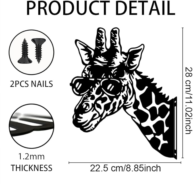 WADORN Giraffe Metal Garden Decor Stakes, Animals Iron Outdoor Tree Silhouette Stake for Tree Yard Garden Patio Metal Art Outdoor Sculpture Decor Gift for Housewarming Home Art Decor