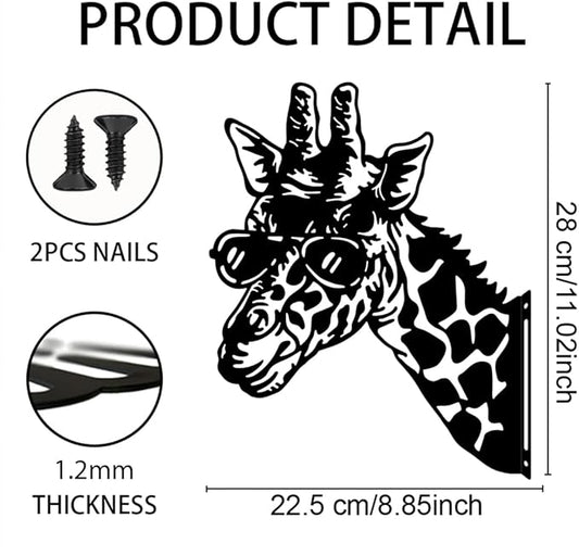 WADORN Giraffe Metal Garden Decor Stakes, Animals Iron Outdoor Tree Silhouette Stake for Tree Yard Garden Patio Metal Art Outdoor Sculpture Decor Gift for Housewarming Home Art Decor