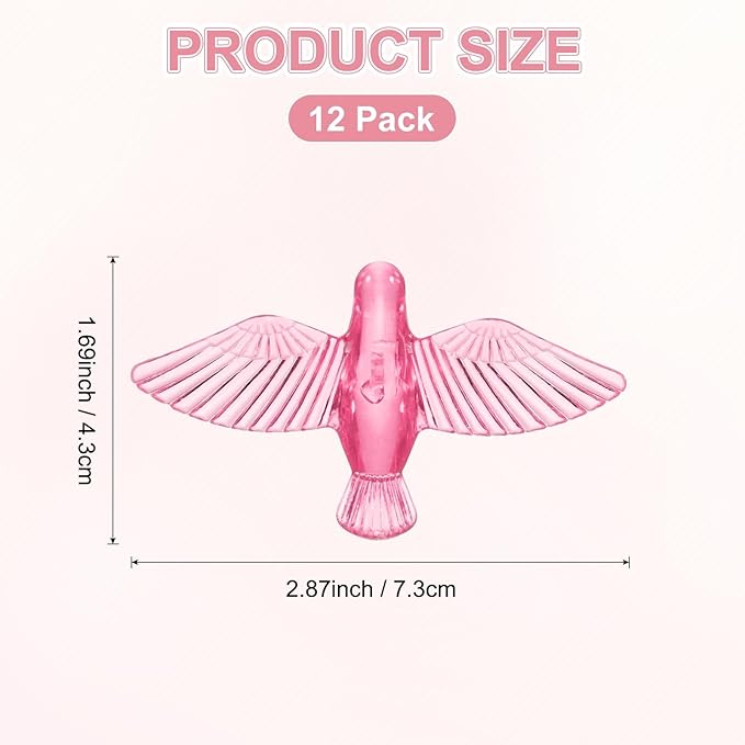 M METERXITY 12-Pack Wind Chime Pendants, 4.3cm Acrylic Peace Dove Shape DIY Wind Chime Parts Supplies for Craft Projects/Custom Home Garden Outdoor Hanging Decorations [Pink]