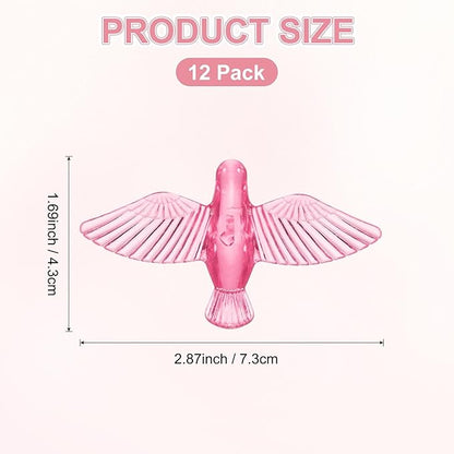 M METERXITY 12-Pack Wind Chime Pendants, 4.3cm Acrylic Peace Dove Shape DIY Wind Chime Parts Supplies for Craft Projects/Custom Home Garden Outdoor Hanging Decorations [Pink]