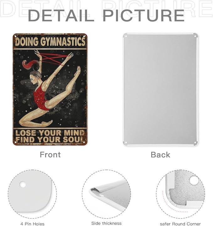 Vintage Metal Tin Sign Doing Gymnatics Lose Your Mind Find Your Soul Coffee Pringches for Home,Patio,Yard,Kitchen & More 8x12 Inches Retro Funny Quote Wall Decor for Indoor & Outdoor Use