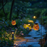 Starsoul Solar Lanterns Outdoor Waterproof, Exquisite Colorful Mosaic Glass Solar Garden Decor, Gifts for Women Mom Grandma