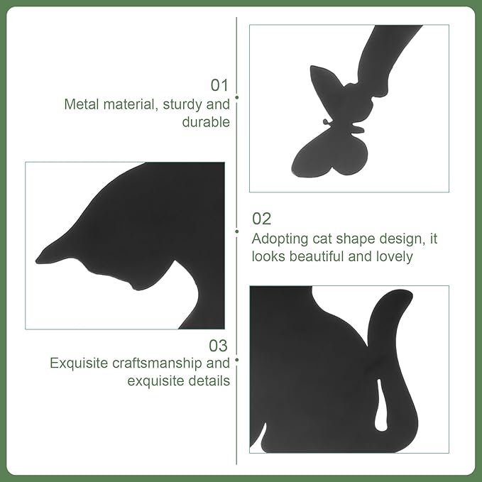 Yardwe Metal Cat Garden Statue Outdoor Animal Decoration 14.56X9.44In Black Cat Ornament for Patio Lawn Backyard