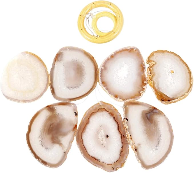 rockcloud Agate Slices Geode Wind Chime Home Garden Decoration Figurine, 28-33 inches