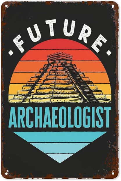 Patio Wall Decor Future Archaeologist Pyramid Vintage Signs Metal Horticulture Retro Home Wall Decor For Indoor And Outdoor Use,Happy And Funny Life Quotes 8X12inch