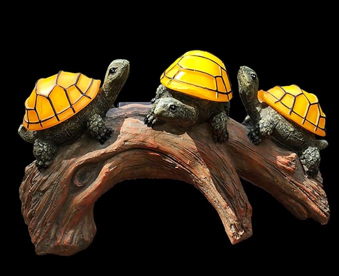 Solar Powered Turtles on Log Outdoor Garden Decor - LED Light, Outdoor Statues, Decor, and Gifts for Mom, Grandma, Birthday - Solar Light for Garden and Outdoors