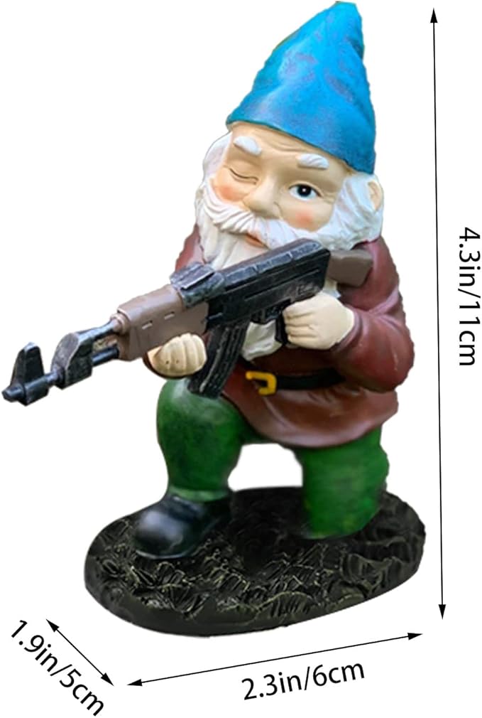 Tirifer Garden Statue Gnome with Gun, Guard Gnome for Garden Military Army Statue Tactical Soldier for Indoor Outdoor, Patio, Yard, Lawn, Christmas Ornaments, Home Décor