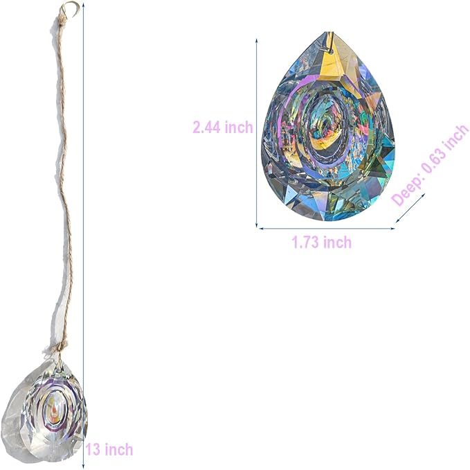 Crystal Prism Suncatchers DIY,AB Sparkling Teardrop Sun Catcher with Crystals Hanging Crystal for Windows, Chandeliers, Car & Garden Déco