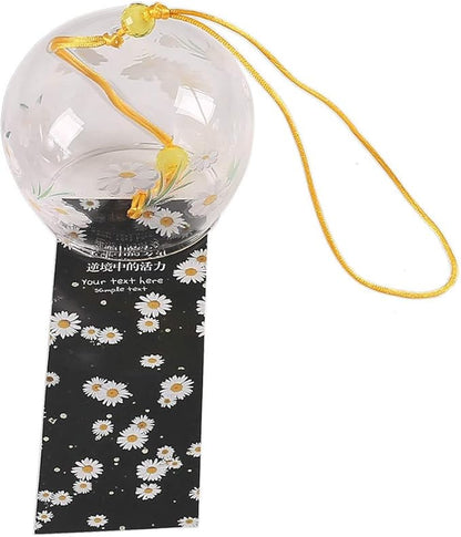 Falytemow 4 pcs Japanese Wind Chimes Romantic Flowers Small Wind Bells Handmade Glass Japanese Style Pendant for Birthday Present Home Decors (Sakura, Chrysanthemums, Lotus, and Plum Blossoms, 7 cm)