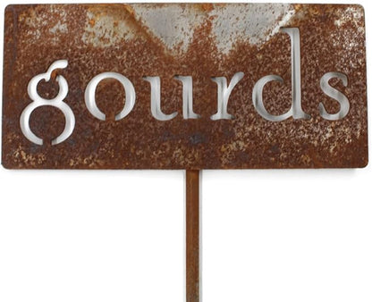Classic Metal Garden Markers 19 Inches Tall (gourds, Naturally Rusted)