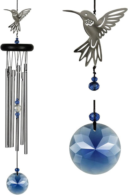 Woodstock Chimes Signature Collection, Crystal Hummingbird Chime, 18'' Decor Designs Wind Chimes for Outdoor, Patio, Home or Garden Décor (WFHU)