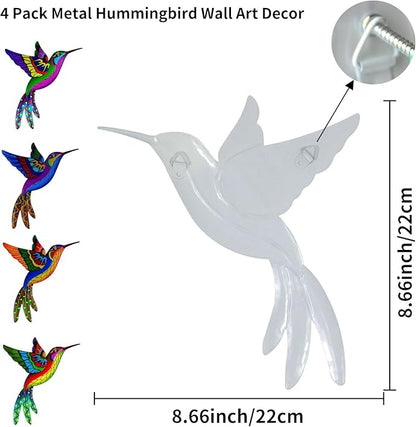 Metal Hummingbird Wall Decor, Colorful Outdoor & Indoor Humming Bird yard wall art Decoration. Ideal for Patio, Fence, Garden, Living Room & Balcony Decor- Hanging Ornaments to Elevate Your Space