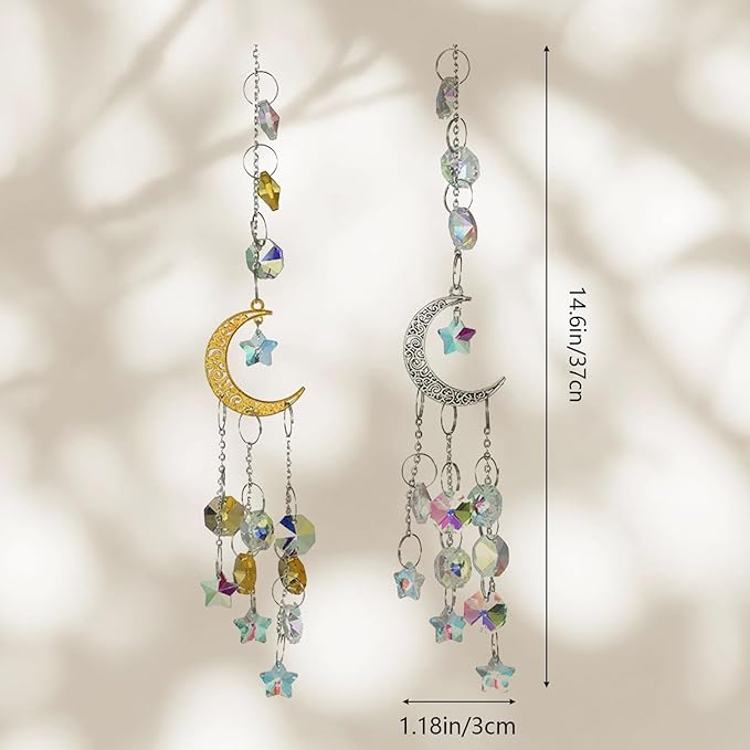 2-Pack Colorful Crystal Suncatchers with Chain Pendant – Hanging Sun Catcher Ornaments, Crystal Balls for Window, Home, Garden, Christmas, Party & Wedding Decorations