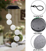 MorTime LED Solar Crystal Ball Wind Chime, 25" Mobile Hanging Wind Chime for Home Garden Decoration, Automatic Light Changing Color