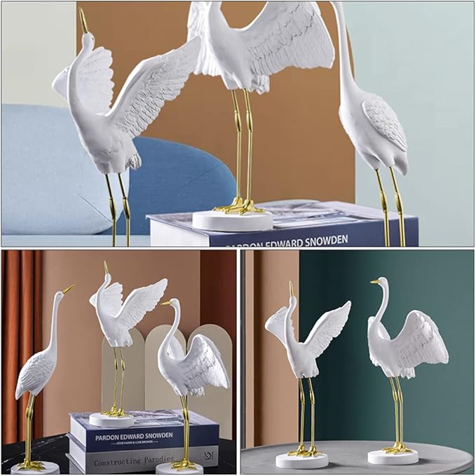 Milisten Living Crane Ornament 11.81In Resin Heron Sculpture Decorative Bird Statue for Outdoor Garden Patio Lawn Home Decor